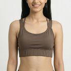 Women's Brown Wireless Sports Bra, Brown, small