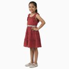 Girls' Bright Pink Sleeveless Casual Dress, रस्ट, small