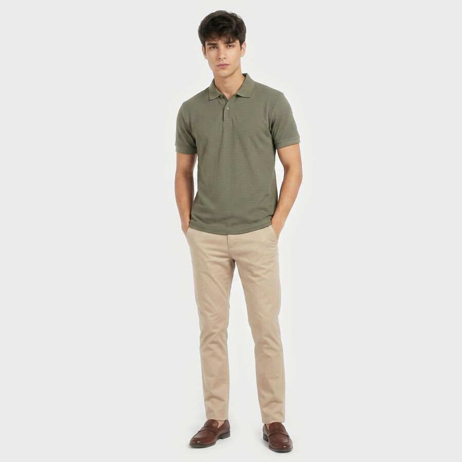 Men's Olive Green Polo Neck Solid Polo T-Shirt, Olive, large
