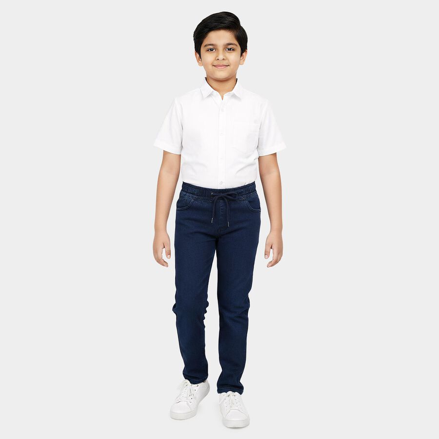 Boys' Navy Blue Regular Fit Classic Jeans, गहरा नीला, large