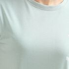 Women's Light Sage Green Round Neck Casual T-Shirt, Light Green, small