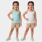 Girls' Aqua Cotton Square Neck Sleeveless Vest, एक्वा, small