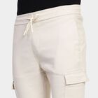 Men's Slim Fit Casual Trousers, Ecru Melange, small image number null