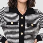 Women Black Collared Button-Front Cardigan, Black, small