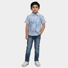 Boys' White Cotton Half Sleeve Classic Collar Casual Shirt, White, small