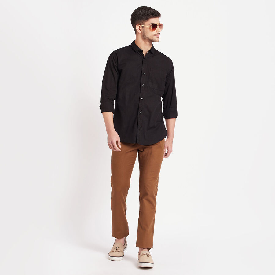 Cotton Solid Casual Shirt, काला, large image number null