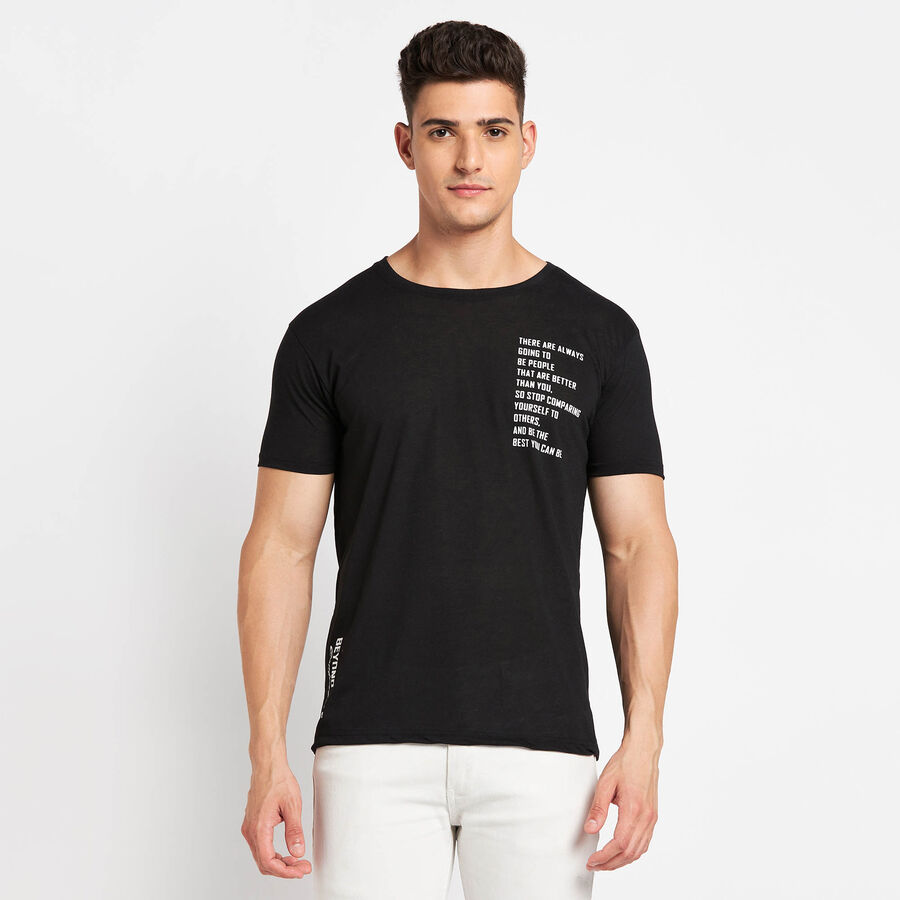 Round Neck T- Shirt, Black, large image number null