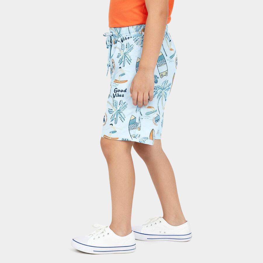 Boys' Light Blue Tropical Print Cotton Jamaican Shorts, Light Blue, large