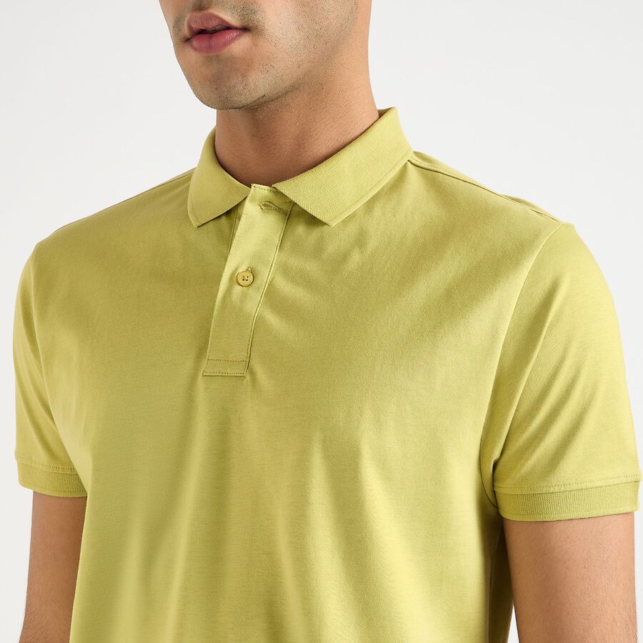 Men's 100% Cotton Collared Half Sleeves T-Shirt, हल्का हरा, large image number null