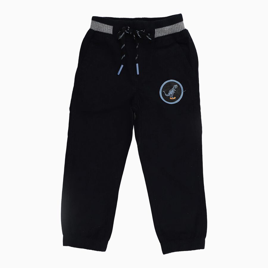 Boys' Cotton Regular Fit Trousers, Navy Blue, large