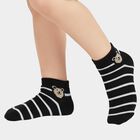 Women's Dark Charcoal Gray and Black Striped Ankle-Length Socks Pack of 3, Assorted, small