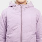 Girls' Lilac Hooded Puffer Jacket, Lilac, small