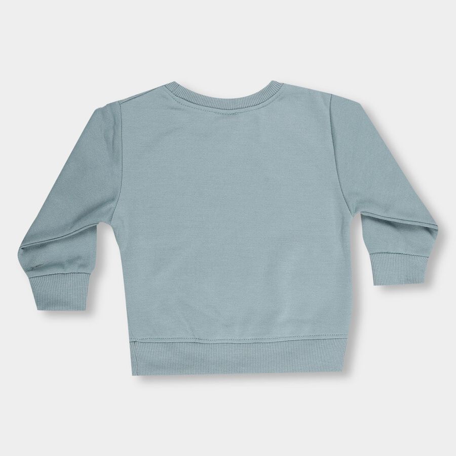 Infants Muted Steel Blue Crew Neck Casual Sweatshirt, टील ब्लू, large image number null