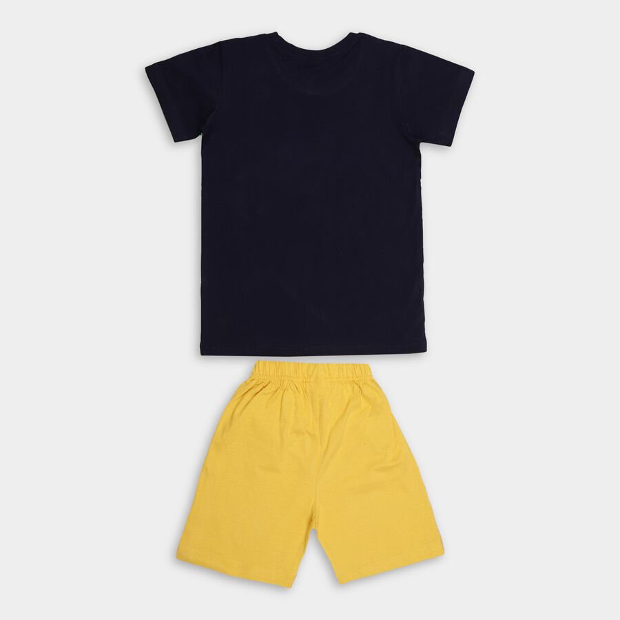 Boys' 100% Cotton Knit Baba Suit, नेवी ब्लू, large