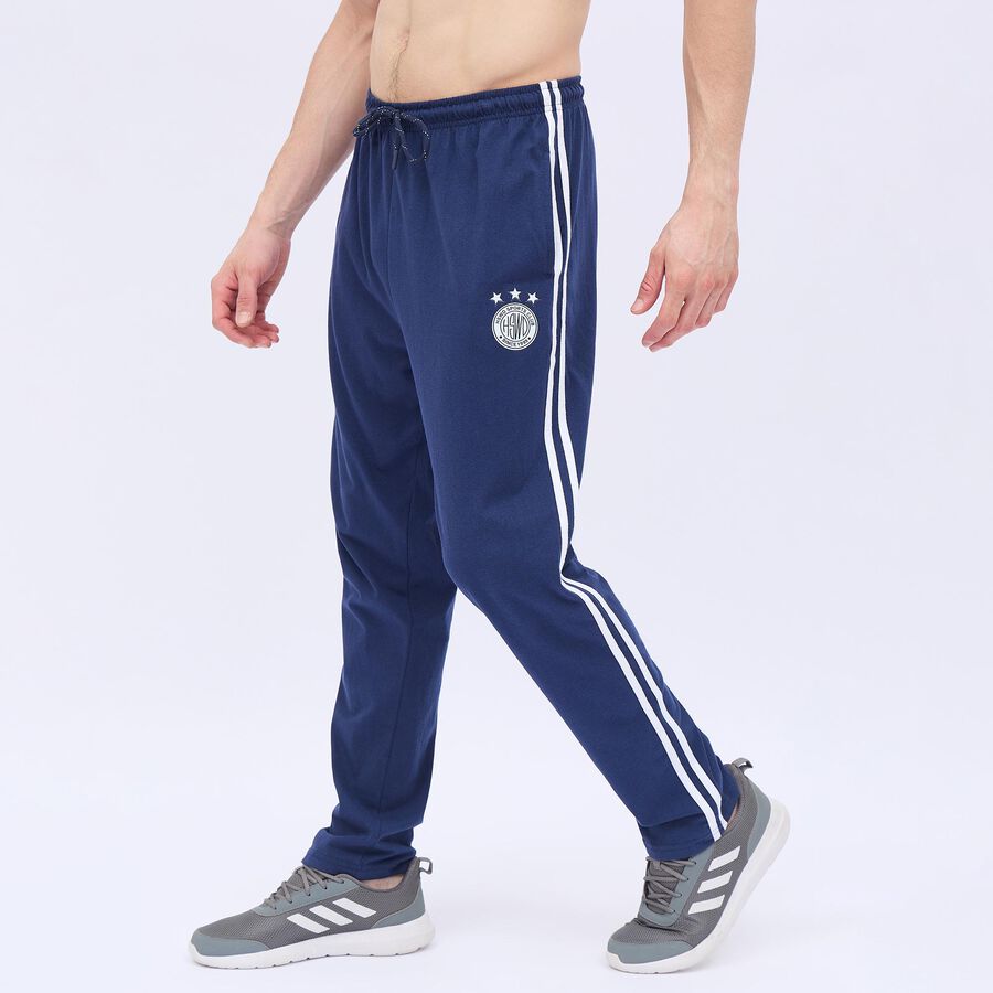 Men's Deep Navy Blue Slim Fit Solid Track Pants, Dark Blue, large image number null