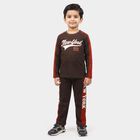 Boys Dark Grey 100% Cotton Crew Neck Graphic Print Baba Suit, Dark Grey, small