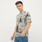 Men's Light Grey Cotton Round Neck Casual T-Shirt, Light Grey, small