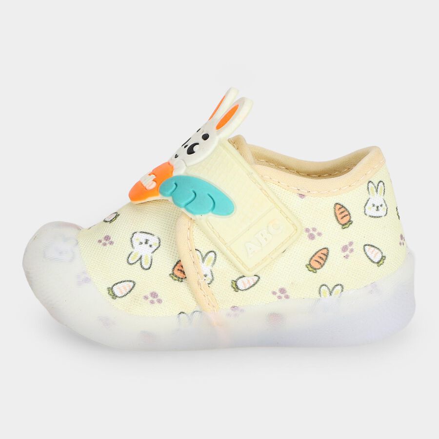 Girls' Yellow Velcro Strap Casual Sneakers, Yellow, large