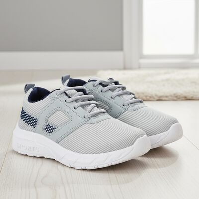Boys Grey Lace-Up Sneakers