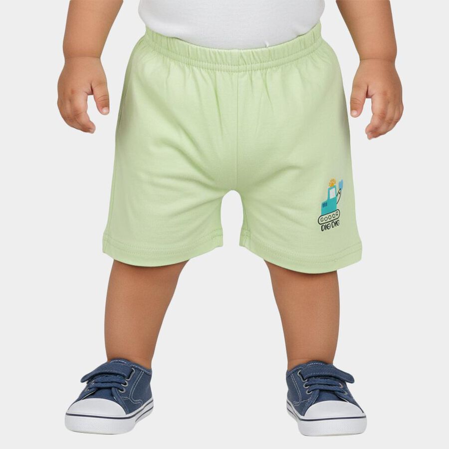 Infants' Light Green Cotton Printed Half Pant, हल्का हरा, large