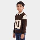 Boys' Brown Polo Neck Graphic Sweatshirt, Brown, small