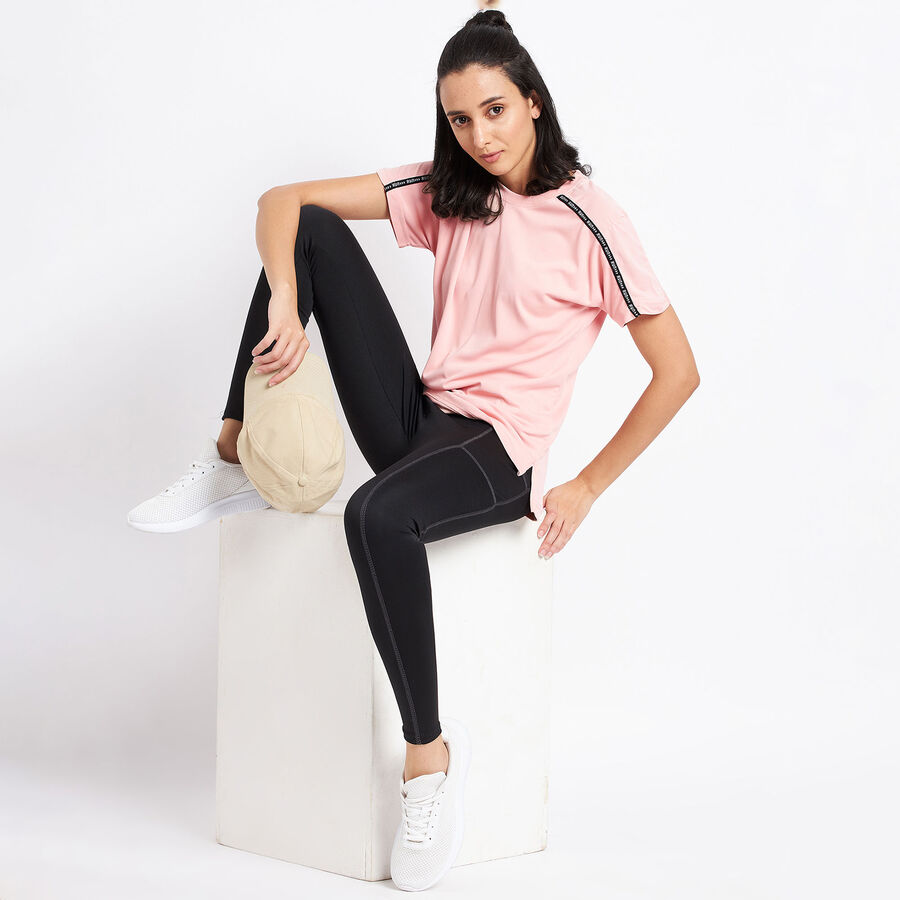 Solid Round Neck T-Shirt, Peach, large image number null