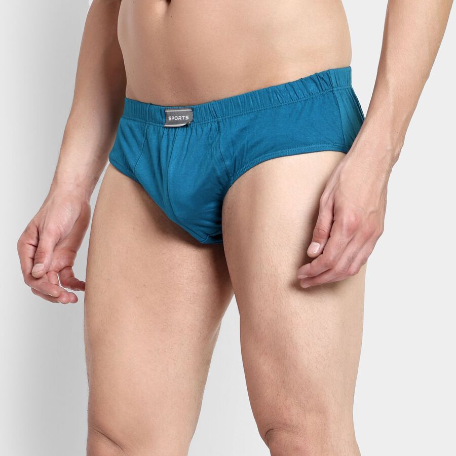 Men's 100% Cotton Briefs, टील ब्लू, large