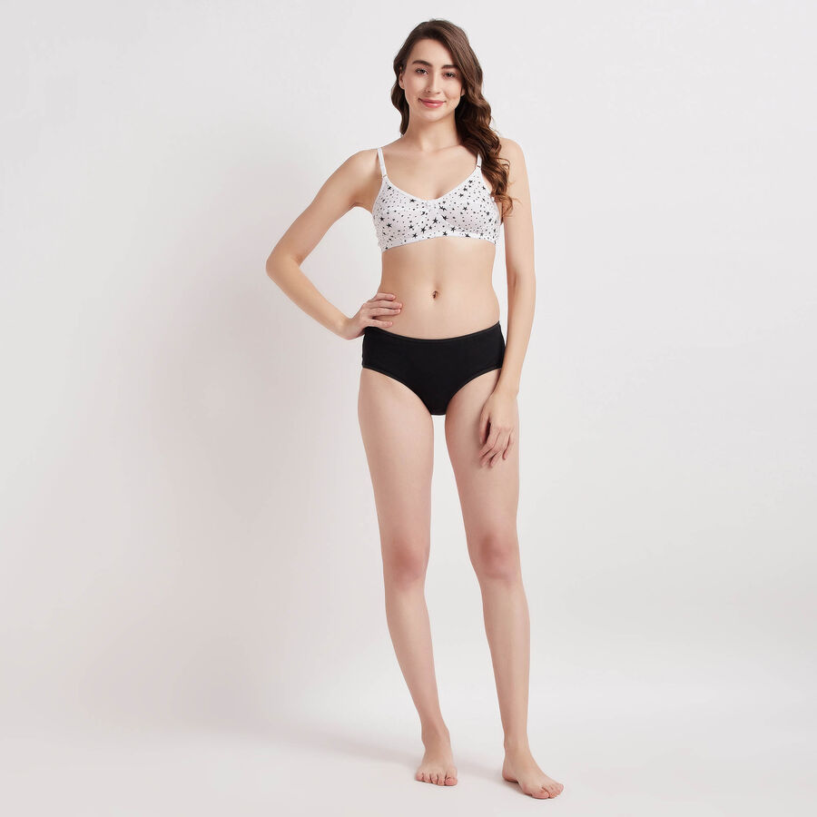 Printed Non-Padded Bra, White, large image number null