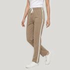 Women's Beige Straight Fit Side-Striped Track Pants, गहरा पीला, small
