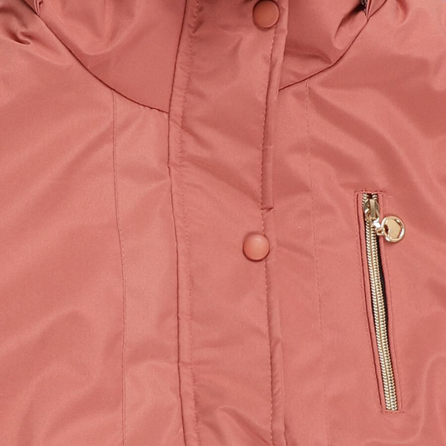 Girls' Muted Dusty Pink High Neck Casual Jacket, Pink, large image number null