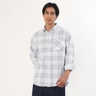 Men's White Cotton Full Sleeve Classic Collar Checkered Shirt, Off White, small