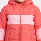 Girls' Coral Hooded Puffer Jacket, Coral, small
