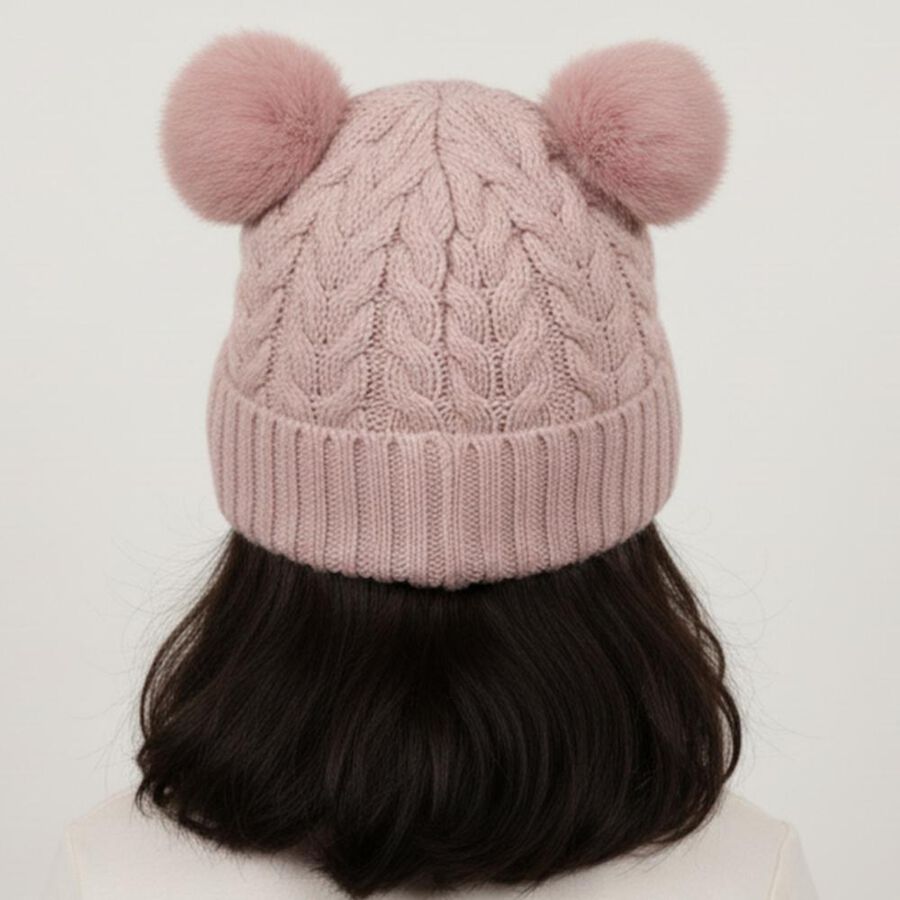 Girls' Winter Cap, हल्का गुलाबी, large image number null