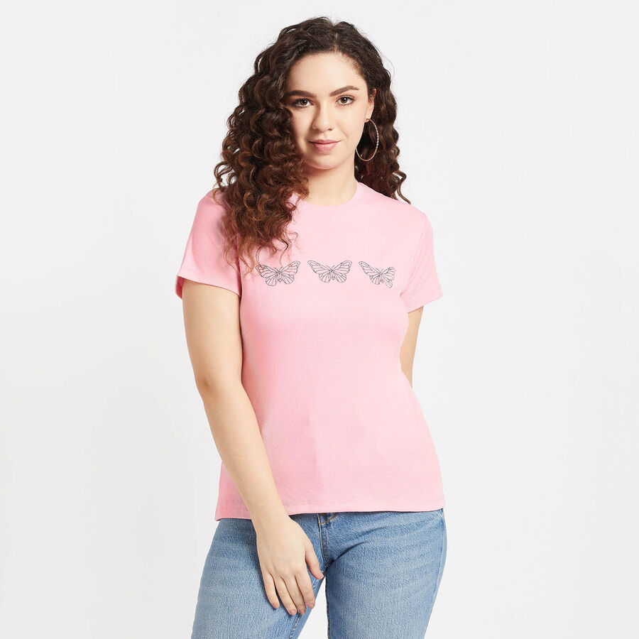 Round Neck T-Shirt, Light Pink, large image number null