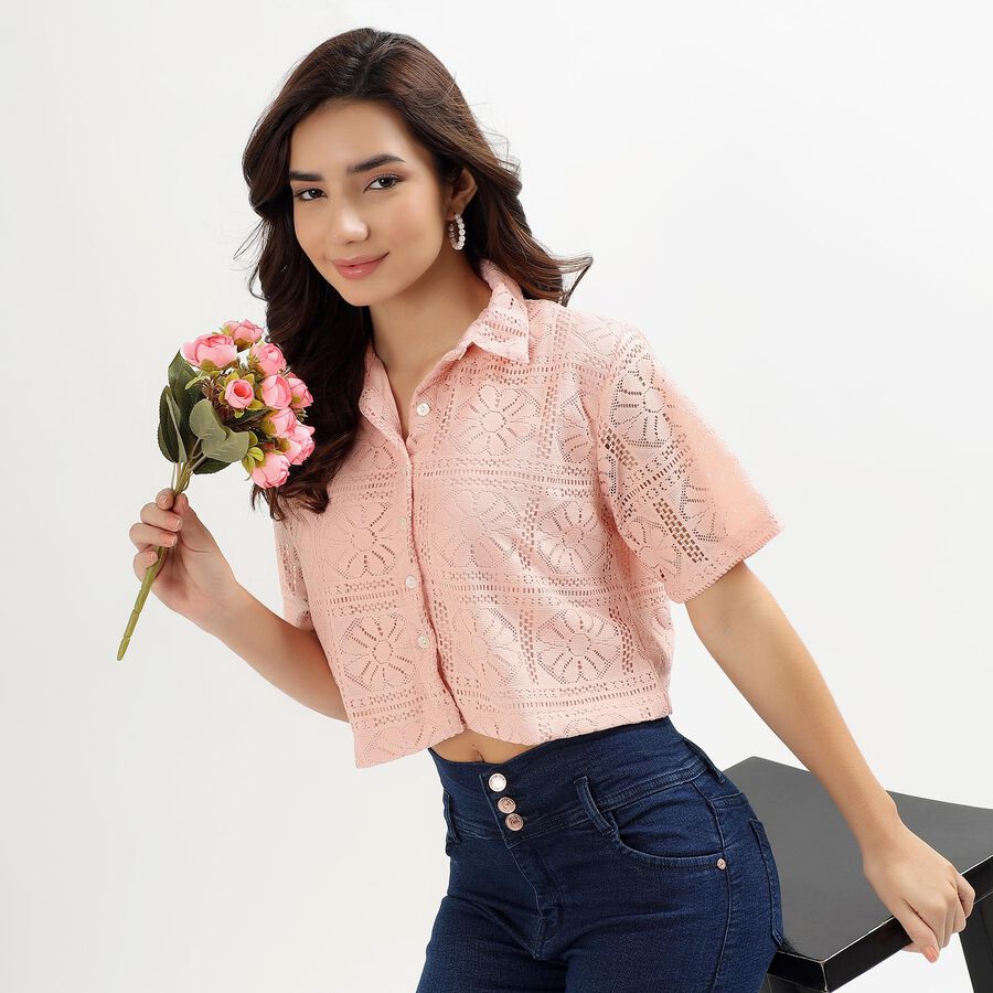 Girls Light Pink Classic Casual Shirt, Light Pink, large image number null