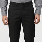 Men's Black Slim Fit Flat-Front Formal Trousers, काला, small