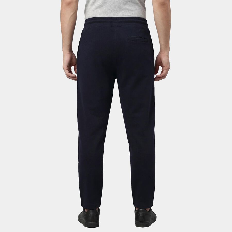 Men's Navy Blue Slim Fit Cuffed Track Pants, नेवी ब्लू, large