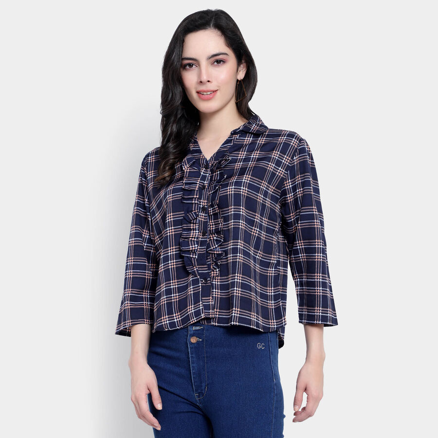 Checks Shirt, Navy Blue, large image number null