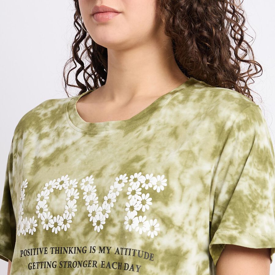 Ladies' 100% Cotton Round Neck T-Shirt, हल्का हरा, large