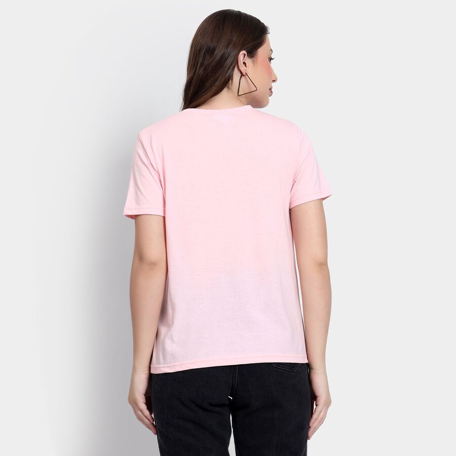 Ladies' Round Neck T-Shirt, गुलाबी, large image number null
