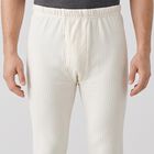 Men's Cream Ribbed Long Johns Thermal, ऑफ व्हाइट, small