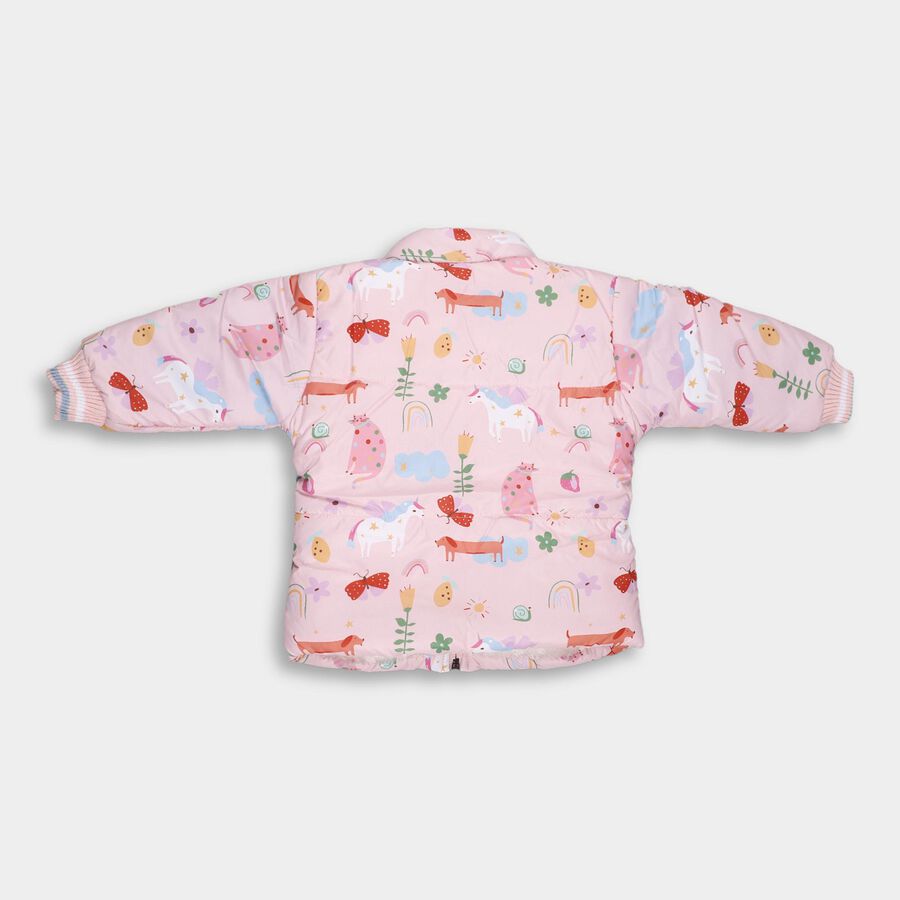 Infants Light Pink High Neck Casual Jacket, Light Pink, large image number null