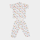 Boys All Over Print Night Suit, White, small image number null