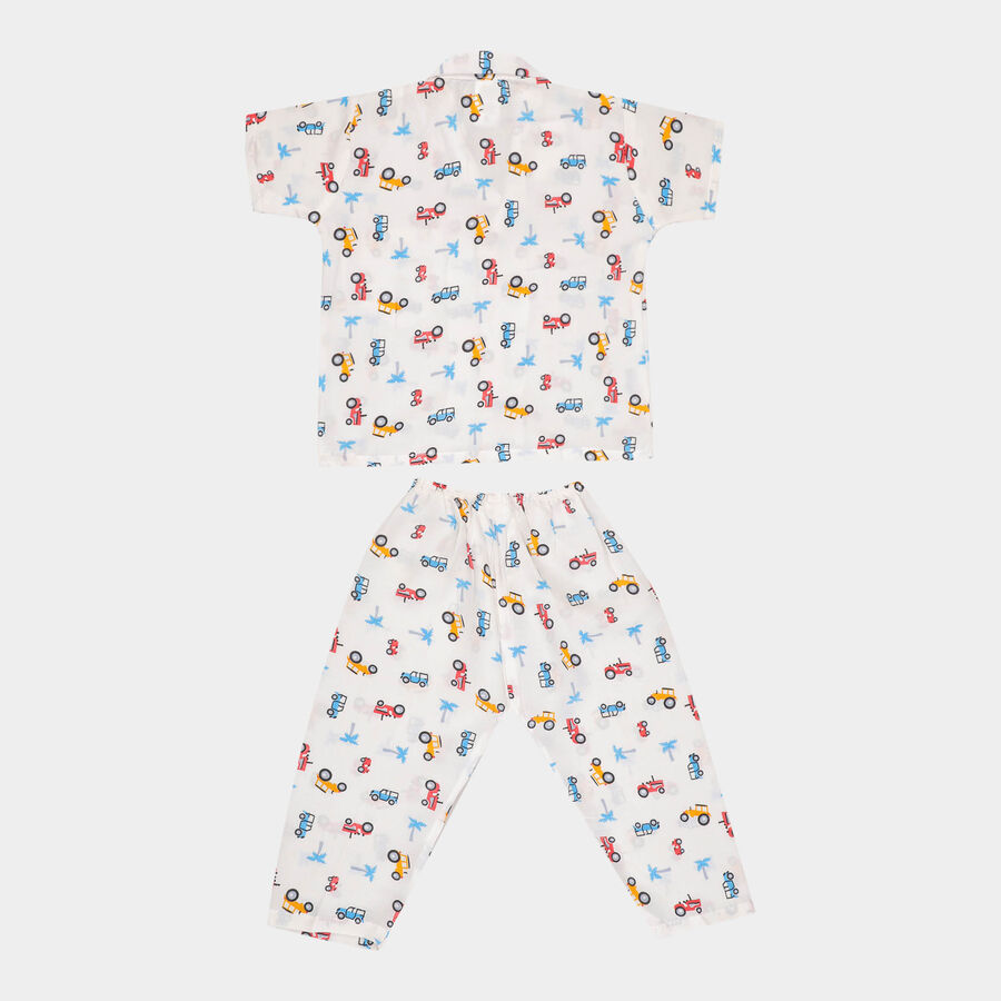 Boys All Over Print Night Suit, White, large image number null