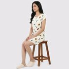 Women's Cream Round Neck T-Shirt Style Nighty, Off White, small