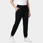 Women's Black Slim Fit Side-Striped Track Pants, काला, small