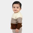 Infants Brown Crew Neck Knitted Design Pullover, भूरा, small