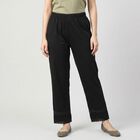 Women's Black Regular Fit Lace Hem Palazzos, Black, small