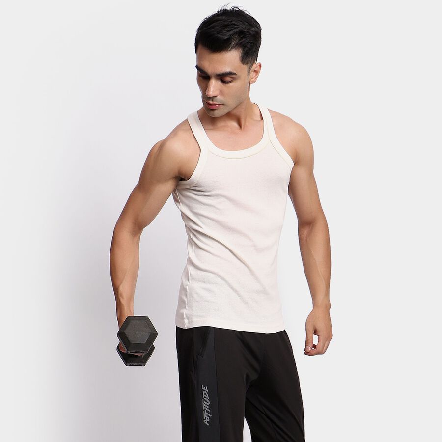 Men's 100% Cotton Gym T-Shirt, ऑफ व्हाइट, large image number null