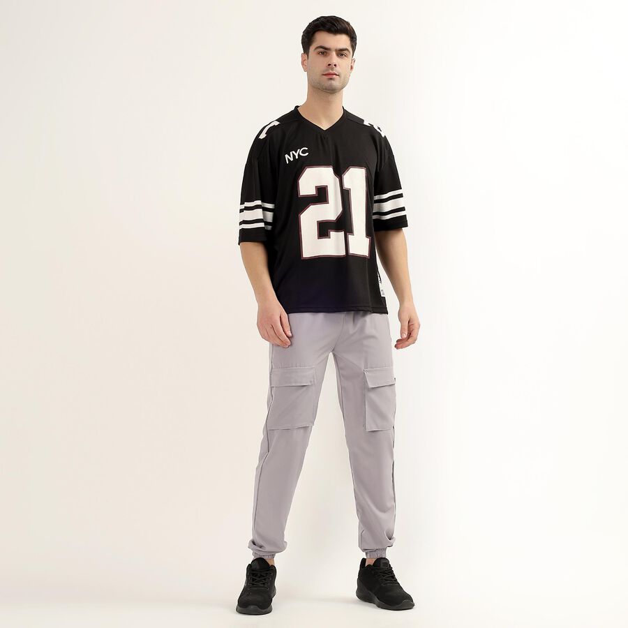 Men's Jet Black V-Neck Athleisure T-Shirt, Black, large